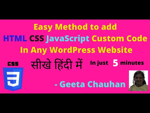 How To Add HTML CSS JavaScript Custom Code In WordPress Website class=