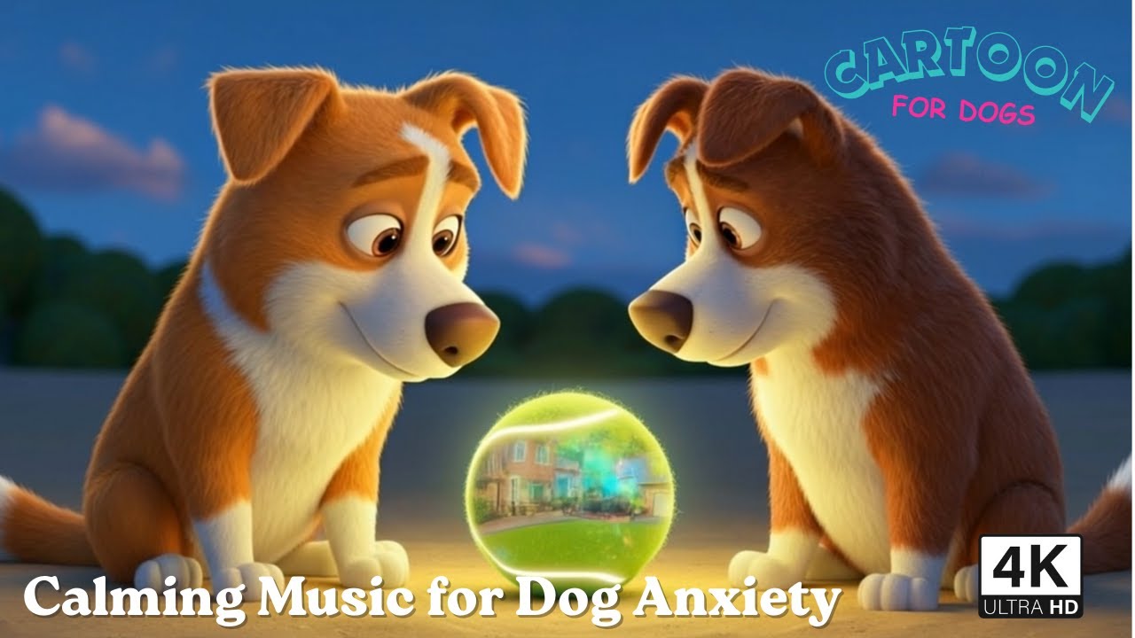 Cartoon for Dogs to Watch: The Tennis Ball's Adventure ✨ Calming Music for Dog Anxiety