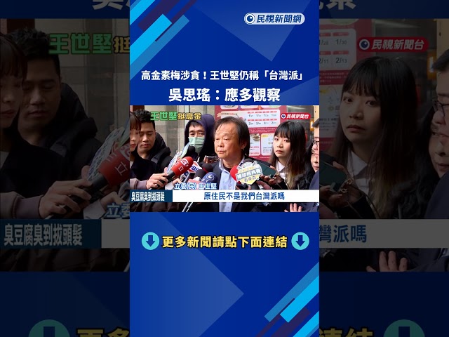 稱高金"台灣派"惹議! 王世堅:原住民不是台灣派嗎?－民視新聞