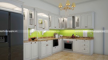 BST Những Mẫu Tủ Bếp Tân Cổ Điển Sơn Trắng Đẹp 2019