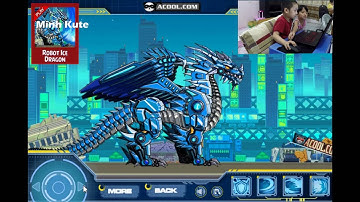 Video bé Minh Kute chơi Dino Robot Ice Dragon game láp ráp robot rồng băng hà