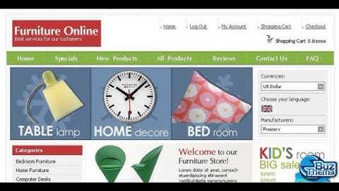 Tutorial Furniture ZenCart Template by Buztheme.com ZenCart Templates