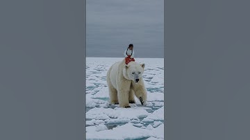 A girl riding a white bear. Arctic. Polar bear. #AI #Sora #OpenAI