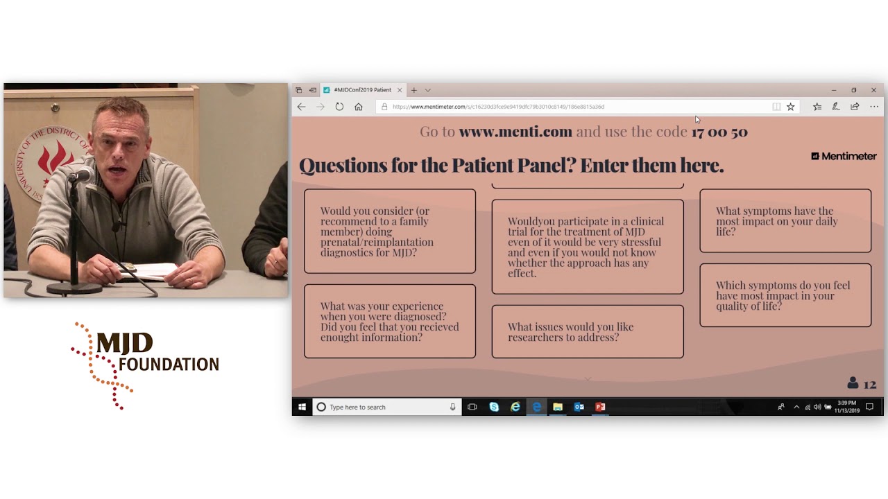 2019 International MJD Research Conference (Washington, DC) – Patient & Family Panel