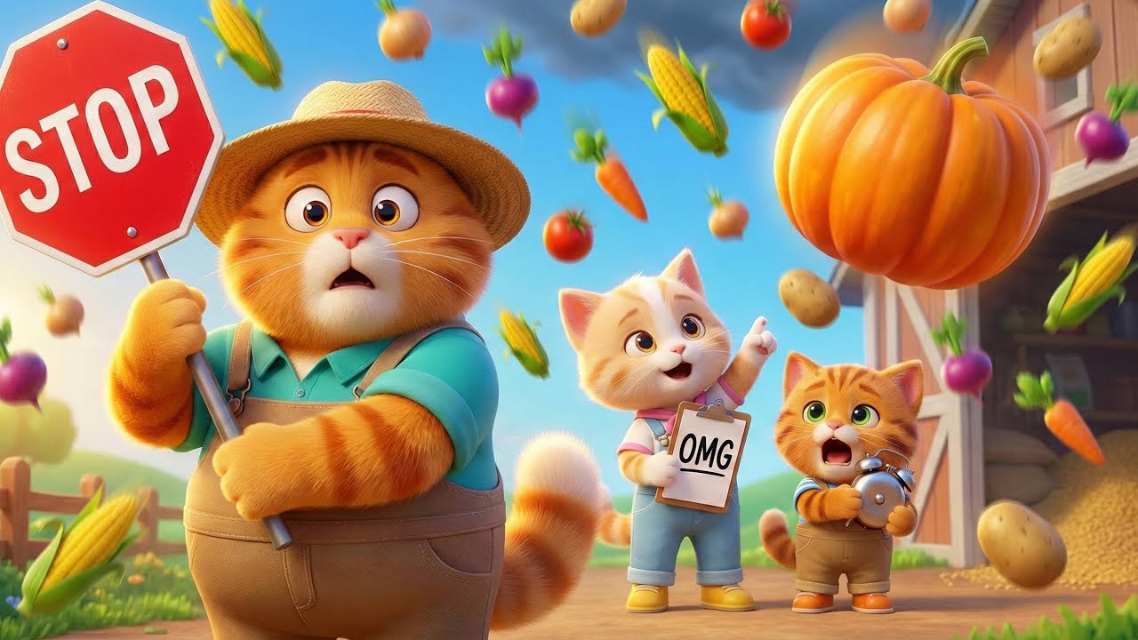 Strange Veggie Rain! 🌽🥕 Big Veggies Falling From The Sky?! The Max Family Farm Kids Safety Story