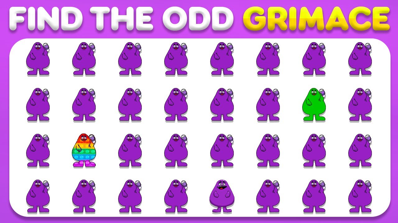 Find The Odd Grimace Shake, Guess Meme Song | Grimace Shake Meme, Skibidi Dom Dom Yes Yes 