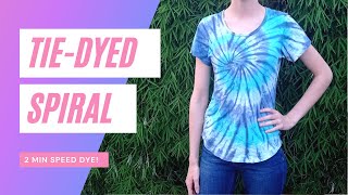 Tie-dye spiral shirt! Blue tie-dye spiral shirt with black spider.