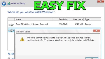 100% EASY FIX Windows Cannot Be Installed to This Disk  The Selected Disk Has an MBR Partition Table