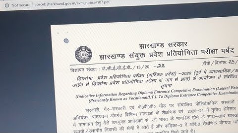 Jharkhand Polytechnic Exam (Lateral Entry) 2020 Details