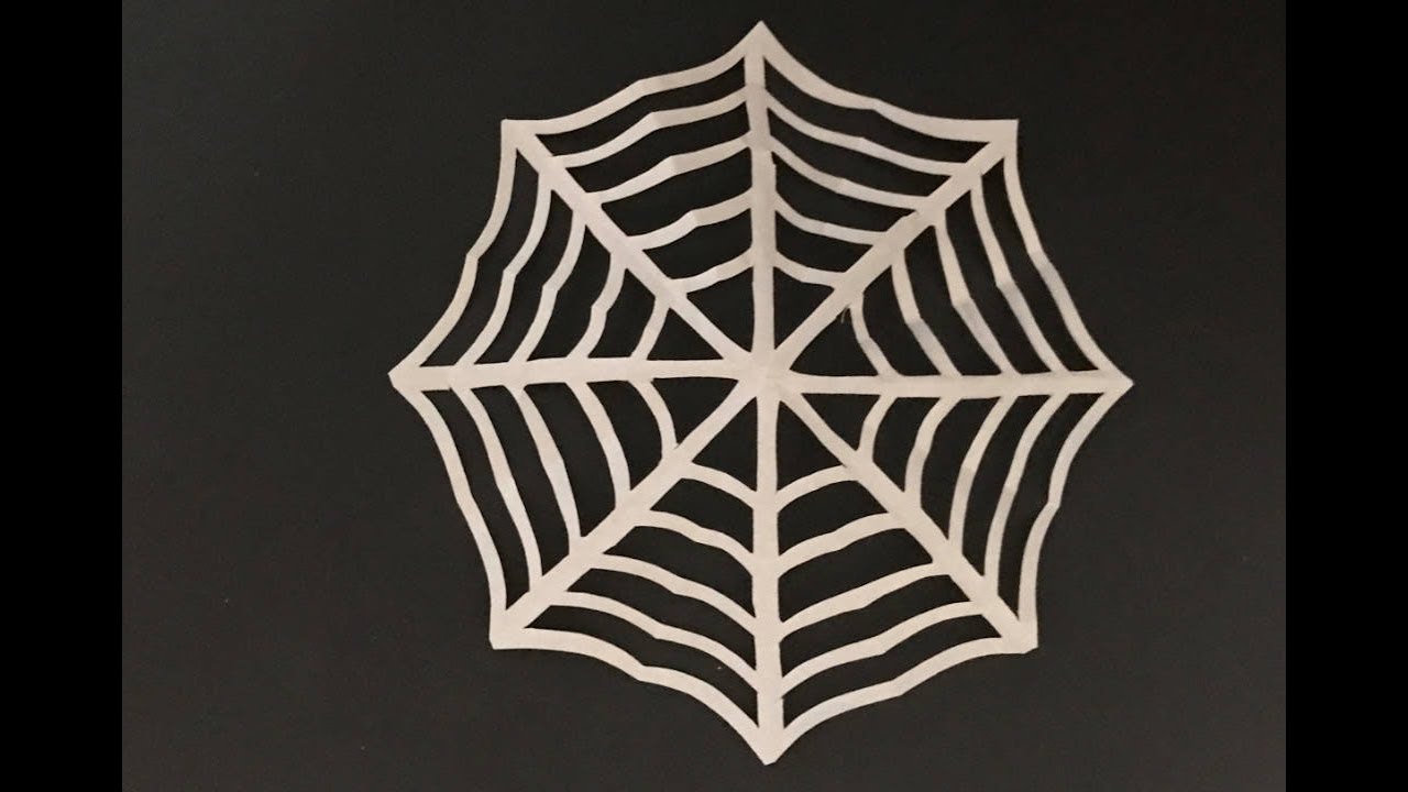 ハロウィン切り紙 蜘蛛の巣2の切り方音声解説付き Halloween S Spider Web In Origami Youtube