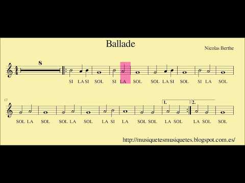 Ballade. Partitura flauta + àudio. Sol-la-si. Amb melodia.