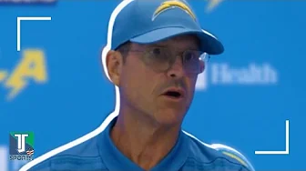 Jim Harbaugh EXPLAINS why he smacked Justin Herbert's CHEST before Chargers BEAT Raiders thumbnail