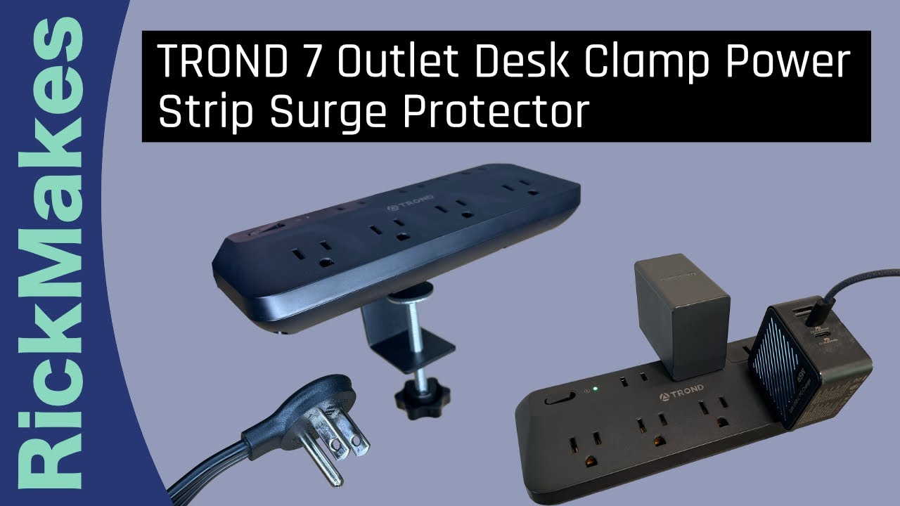 TROND 7 Outlet Desk Clamp Power Strip Surge Protector