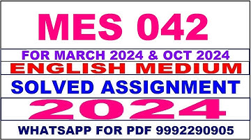 mes 042 solved assignment 2024 | mes 42 solved assignment in english 2023-24 | mes 42 2024