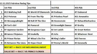 12.12.2025 / South Africa Fairview Horse Racing Tips / Güney Afrika Fairview At Yarışı Tahminleri