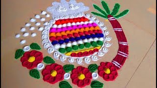 Bhogi Kundalu Sankranthi Pongal Pot Rani Design 2019 Beautiful Sankranthi Rani Designs -