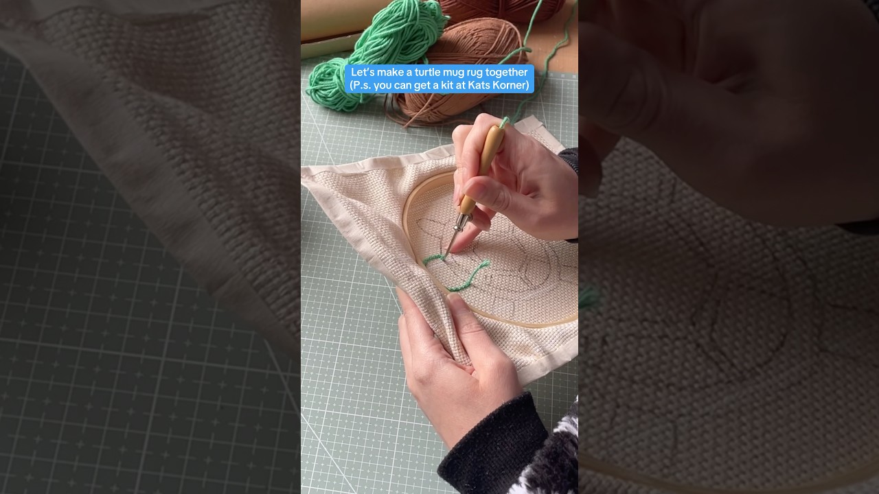 Let’s make a turtle mug rug together! #punchneedle - YouTube