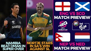 1st Super Over of T20 World Cup 2024 | Nortje stars in SA's win | ENG vs SCO Preview | DRS Live🔴