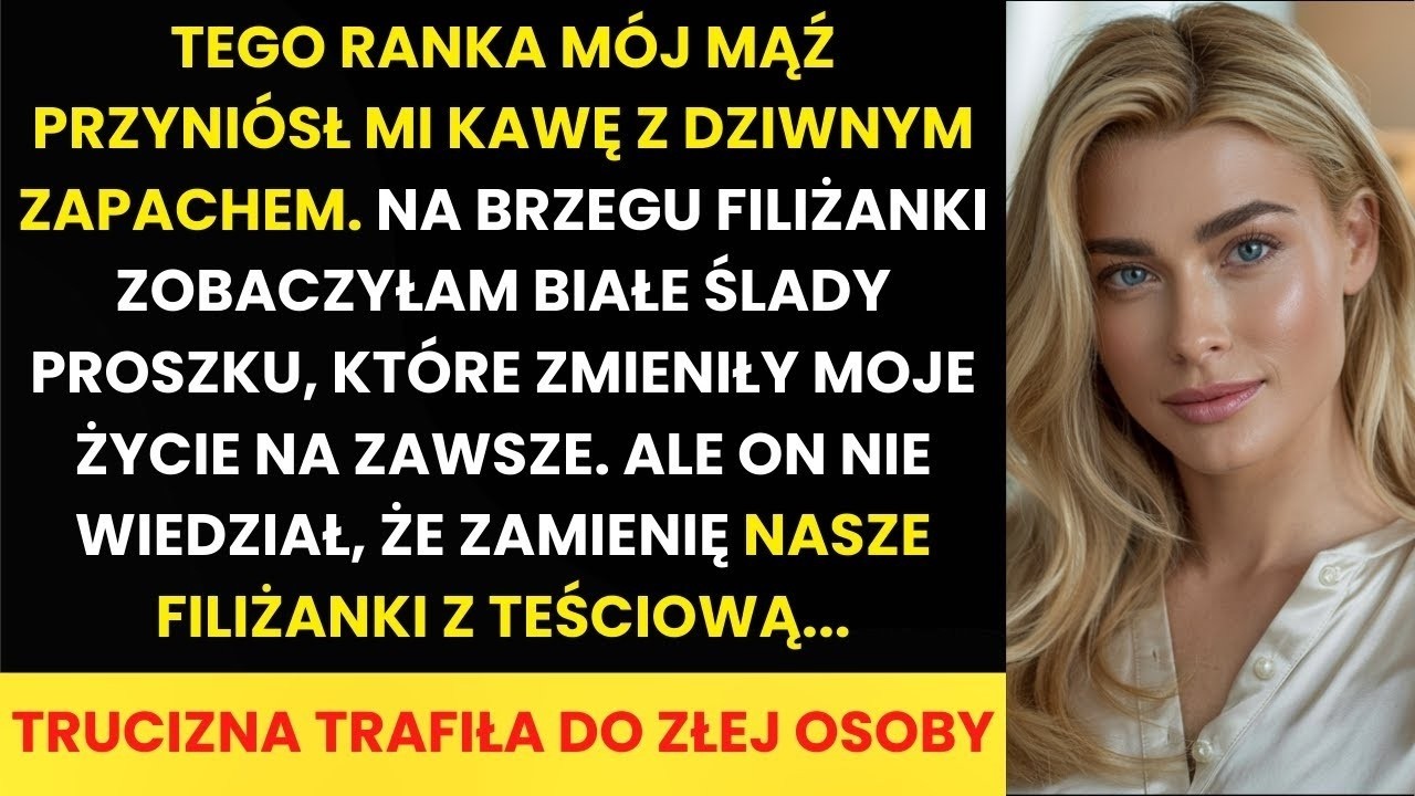 Tamtego ranka mój mąż podał mi kawę, a na krawędzi filiżanki zobaczyłam białe ślady proszku. Zwykły październikowy piątek, szósta trzydzieści rano, liście spadały z drzew za oknem, a ja stałam w...