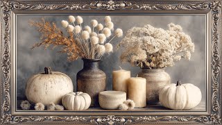 Elegant Fall Art | Silver Frame TV Art 4K | Pumpkins & Candles Screensaver | Neutral Home Decor screenshot 3