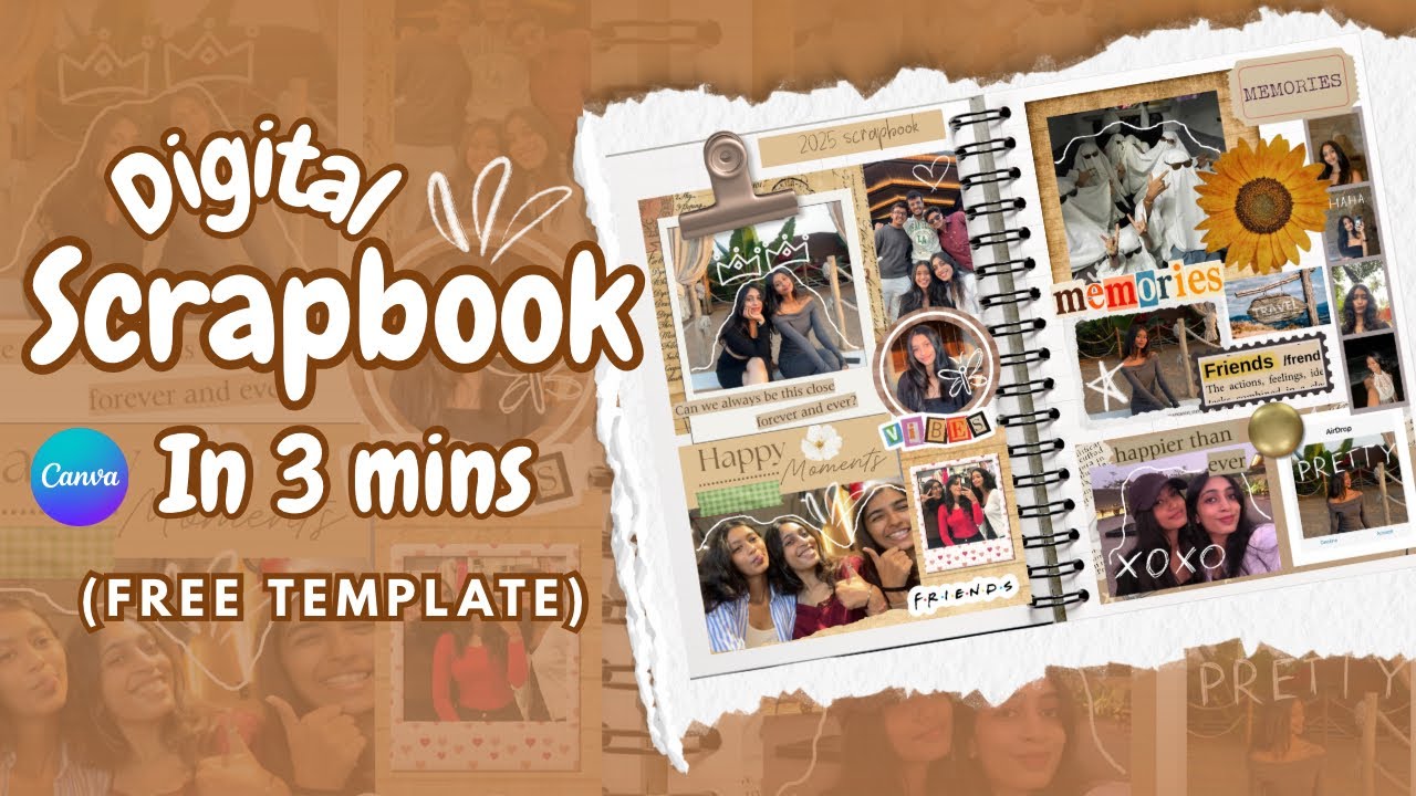 How to Make a Digital Scrapbook in Canva (Free Template Included) ✨