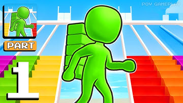 Bridge Race - Gameplay Walkthrough Part 1 - Build Fast Reach the Finish (iOS, Android)