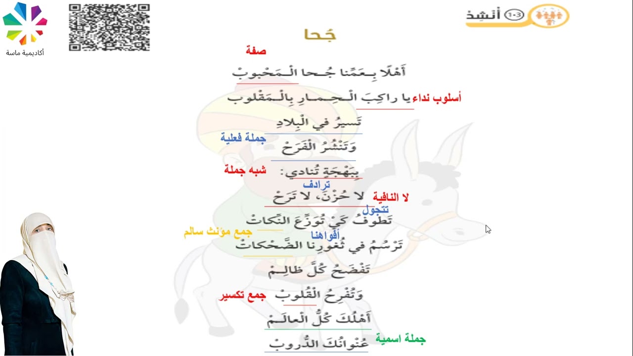 انشودة (جُحا)  الوحدة الثامنة / الصف الرابع/الفصل الثاني /مجدولين الحريري
