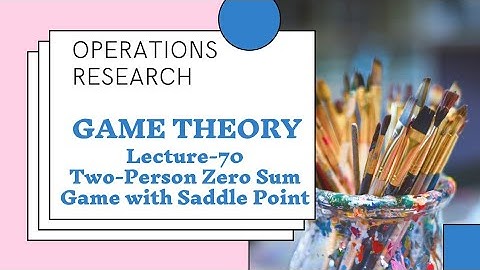 Operations Research ll Lecture-70 ll GAME THEORY ll Two-Person Zero Sum Game With Saddle Point.