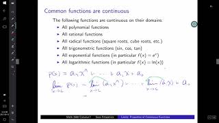 Limits: Continuity properties