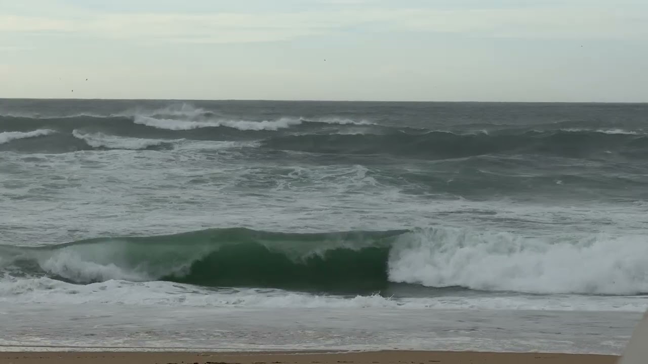 Strong Ocean Waves Crashing on Shore Windy Beach Ambience (No Music)