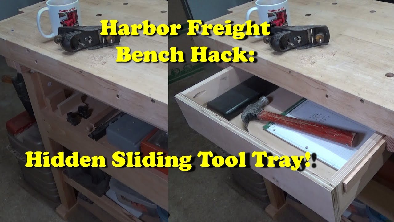 Простой лайфхак для верстака Harbor Freight — скрытый лоток для инструментов.
