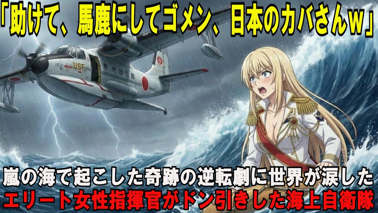 【海外の反応】「このポンコツが！」と笑った米軍美女が絶句…日本の救難艇『US-2』が嵐の海で起こした奇跡の逆転劇に世界が涙した【感動実話】【スカッと】【アニメ】