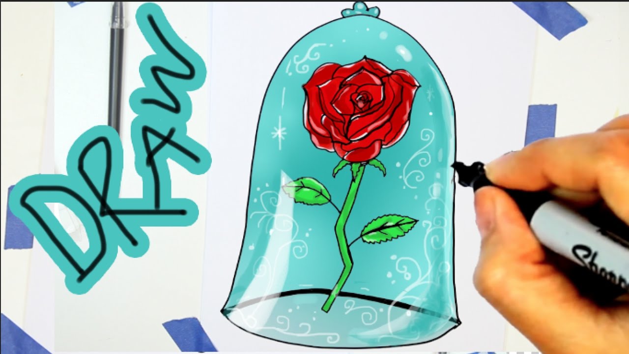 How To Draw A Rose From Beauty And Beast Youtube