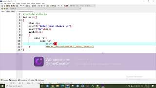Example related to multiple choice using switch statement in c program