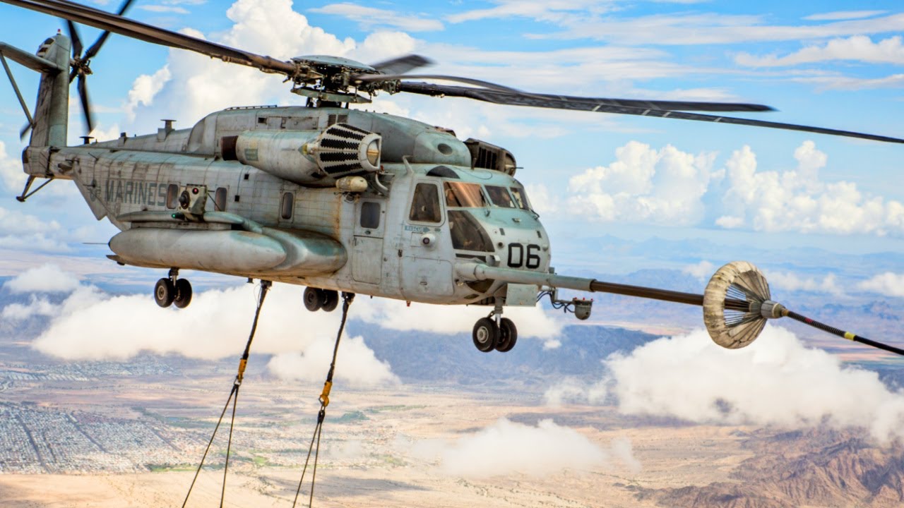 US Military s Largest Helicopter Mid Air Refueling CH 53E Super 