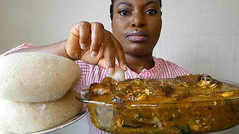 Asmr delicious ogbono soup with garri fufu/ Nigerian food Mukbang
