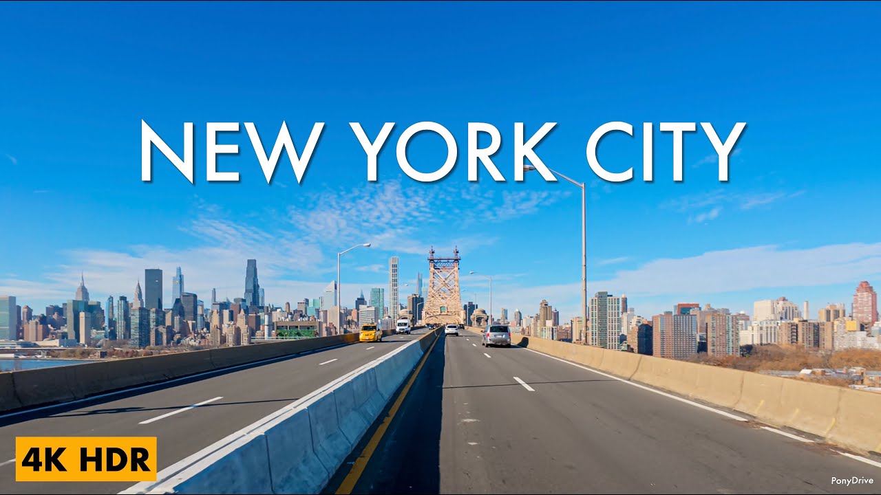 Sunny New York City 4K Drive | Queensboro Bridge from Long Island City to Midtown Manhattan