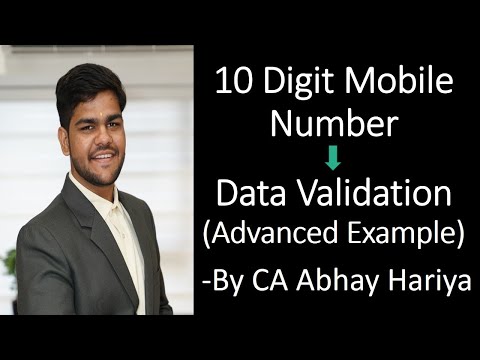 10 Digit Mobile Number - Data Validation (Advanced Example) by CA Abhay Hariya (in Hindi)