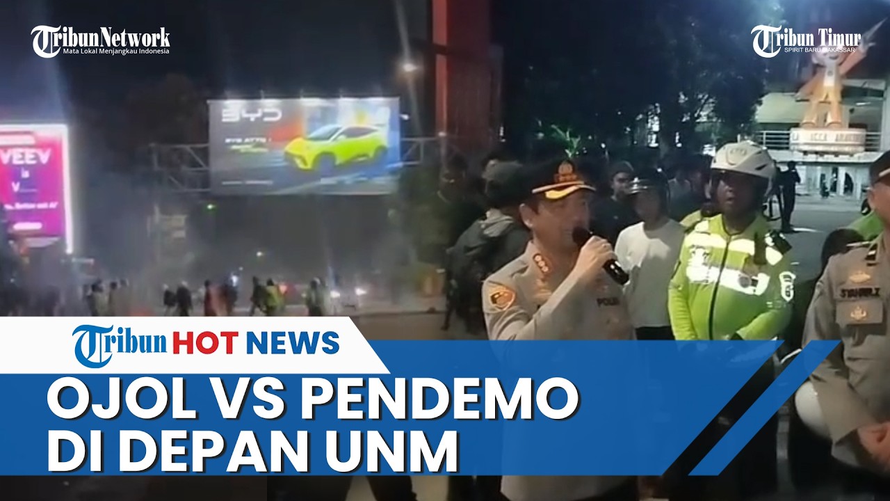 Driver Ojol dan Pendemo Bentrok di Depan Kampus UNM Makassar, Dipicu Pemukulan dan Motor Dirusak