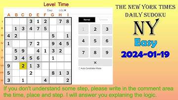The New York Times Daily Sudoku 2024-01-19 Easy