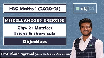 Matrices Miscellaneous Exercise | Objectives with tricks | HSC Commerce 2020