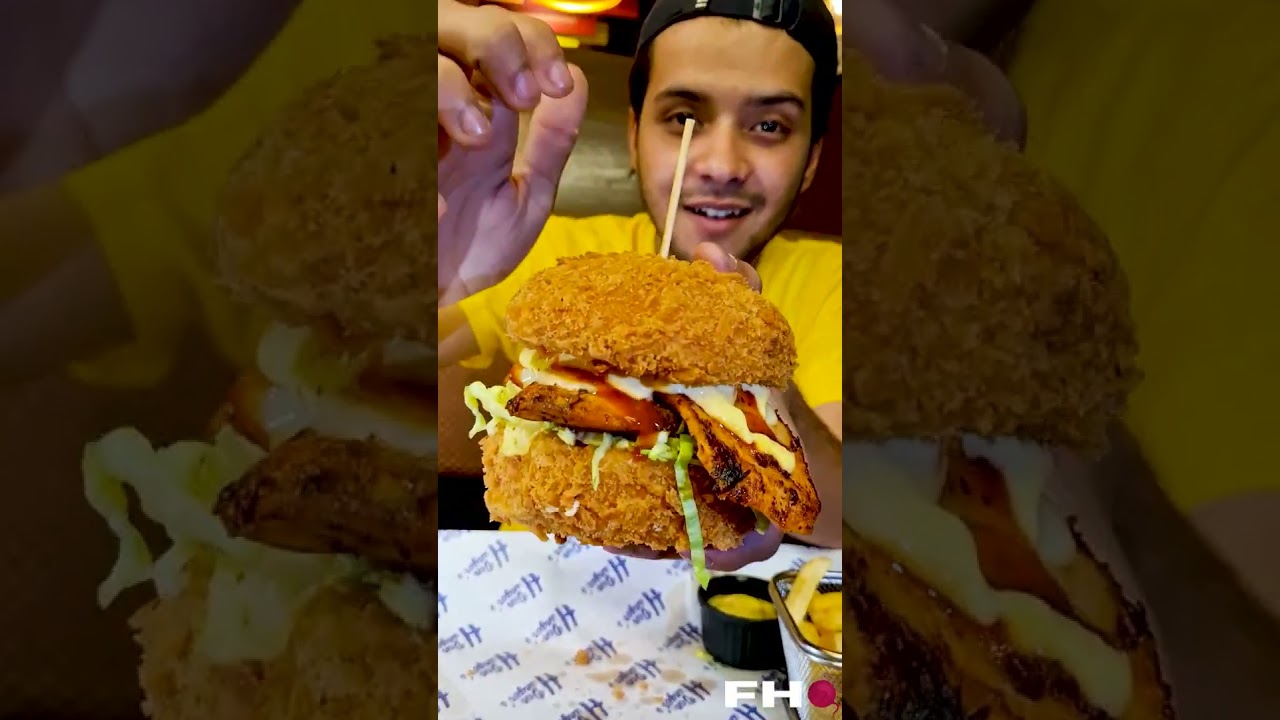 Can You Eat This Crispiest “Fried Crunchos Burger '' In 3 Minutes ? | Hungers Den | Fhq