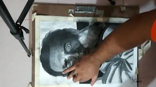 The Charcoal Portrait Of Satyajit Ray, The Creator Of Feluda.