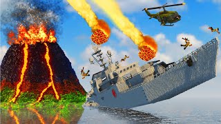 Realistic Volcano Eruption Destruction with Ragdolls 😱 Teardown