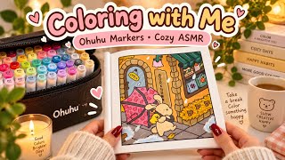 Cozy Coloring ASMR ☔ Rainy Day Bookshop | Ohuhu Markers