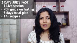 3 Days Juice Cleanse #juicefast #detox Priyanka N Jain
JUICE CLEANSE
A 6-Day guided program to help you Detox and Lose Weight (Includes 3 days of Nutritious Juice Fasting)
How To Know If Your Body Needs A Detox?
๐ธ You feel tired and energy-less often
๐ธ You crave sugary or fried foods
๐ธ You suffer from gas, constipation, or bloating
๐ธ You have skin issues and ailments
๐ธ You depend on coffee or tea to wake up & survive the day
๐ธ You suffer from insomnia or other sleep issues
๐ธ Juices provide the most nutrients and require the
Benefits of Juice Cleanse:
๐ Helps to lose weight in a healthy and nutritious way
๐ Freshly juiced vegetables & fruits are immunity boosting
๐ Helps to curb unhealthy food habits
๐ De-fogs your brain
๐ Resets your metabolism
๐ Accelerates healing
๐ Brings your health, balance back
#juicedetox #juicefasting #juicecleanse 3 Days Juice Cleanse #juicefast #detox Priyanka N Jain