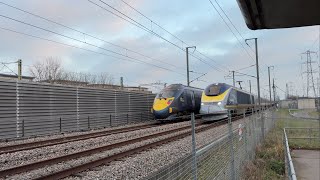 Class 395 + 373 High Speed crossover at Rainham (Essex)