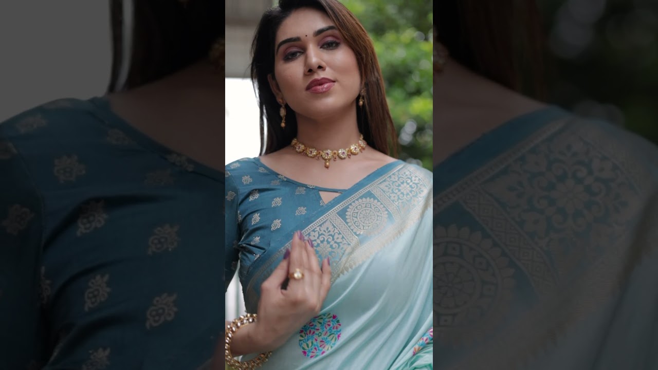 Sky Blue Dola Silk Saree