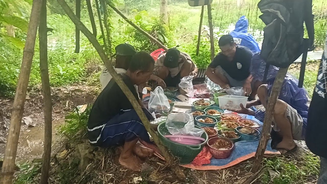 Genduren di ladang meski hujan deras,hidup di desa pedalaman 