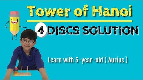 Tower of Hanoi Kids 4 Discs (Rings) Problem Solution - Made Easy by Aurius 5-year-old | Educational